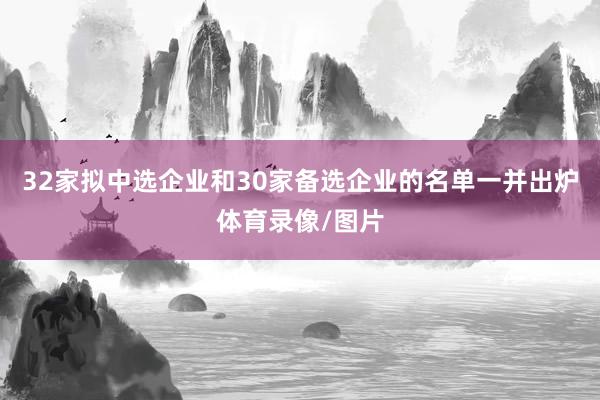 32家拟中选企业和30家备选企业的名单一并出炉体育录像/图片