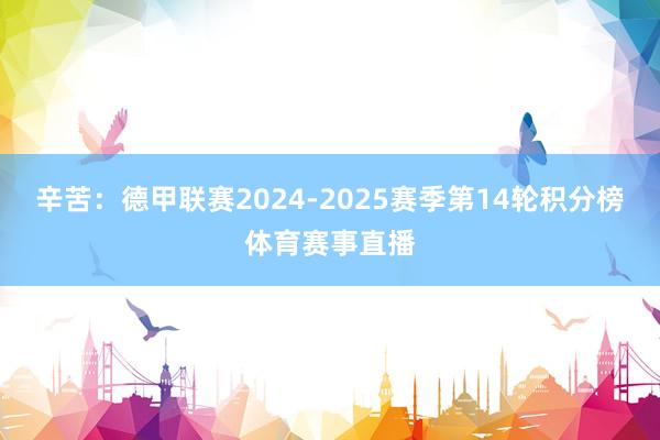 辛苦：德甲联赛2024-2025赛季第14轮积分榜体育赛事直播