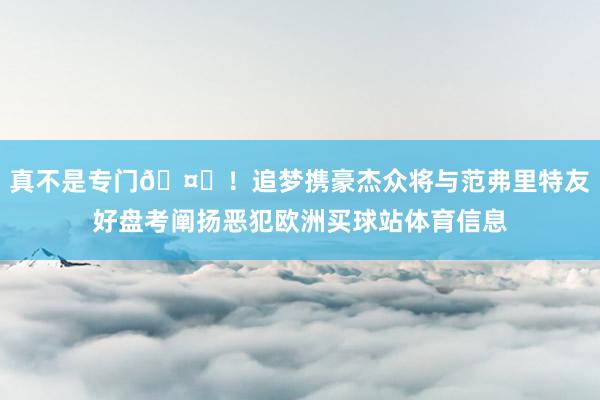 真不是专门🤝！追梦携豪杰众将与范弗里特友好盘考阐扬恶犯欧洲买球站体育信息