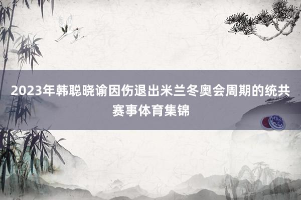2023年韩聪晓谕因伤退出米兰冬奥会周期的统共赛事体育集锦