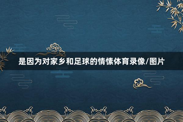 是因为对家乡和足球的情愫体育录像/图片